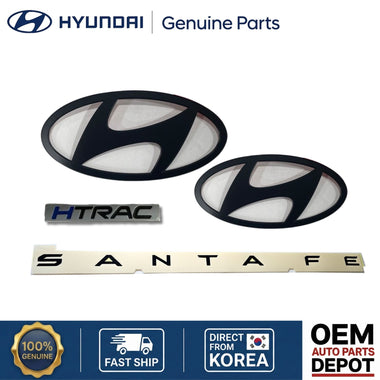 Genuine OEM Hyundai Santa Fe Matte Black Emblem 4PCS H Logo HTRAC Lettering 2024