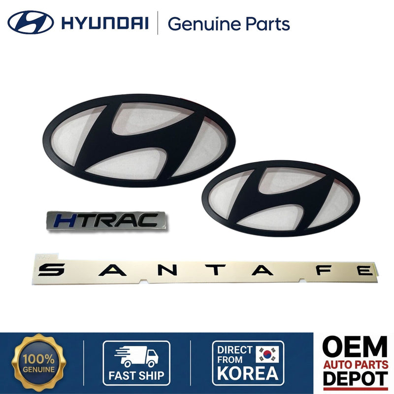 Genuine OEM Hyundai Santa Fe Matte Black Emblem 4PCS H Logo HTRAC Lettering 2024