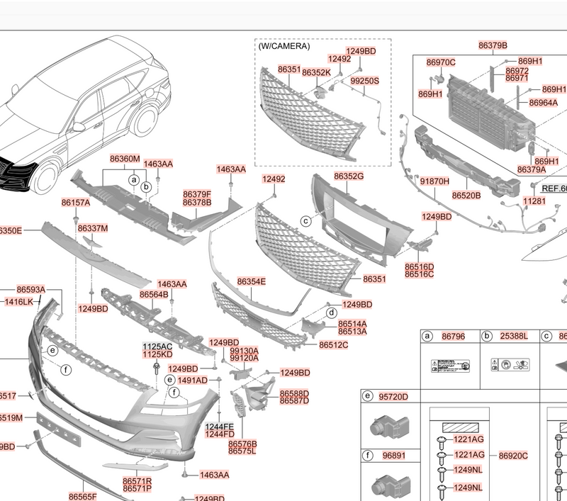 2021-2024 Genesis GV80 Front ADAS Radar Sensor Harness Parking Sensor Set OEM