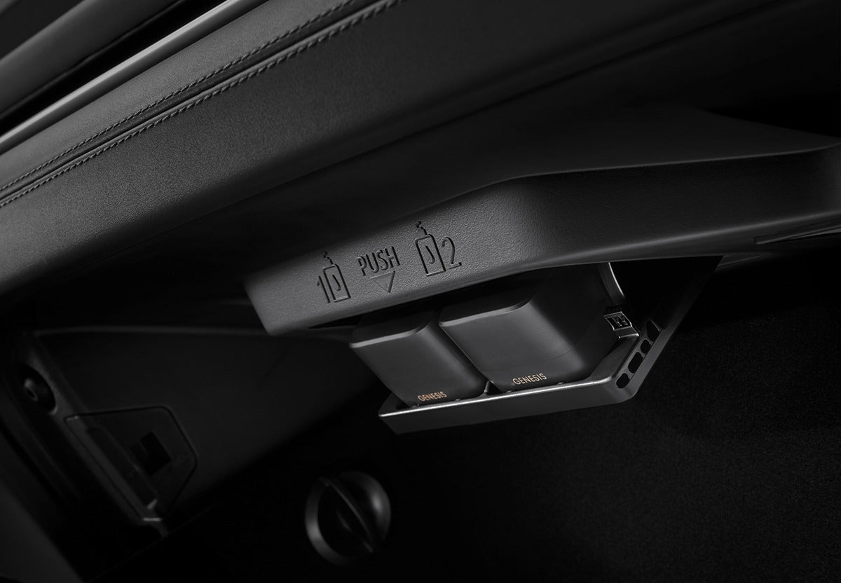 Genesis GV80 fragrance cartridge installed in car – OEM diffuser scent cartridge in factory interior system